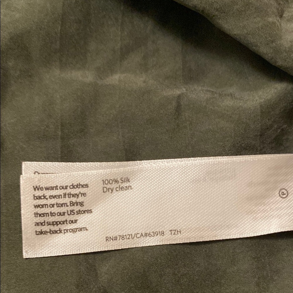 Eileen Fisher Women’s Dress deep Olive Green 100% Silk Sleeveless Size L - Picture 9 of 11